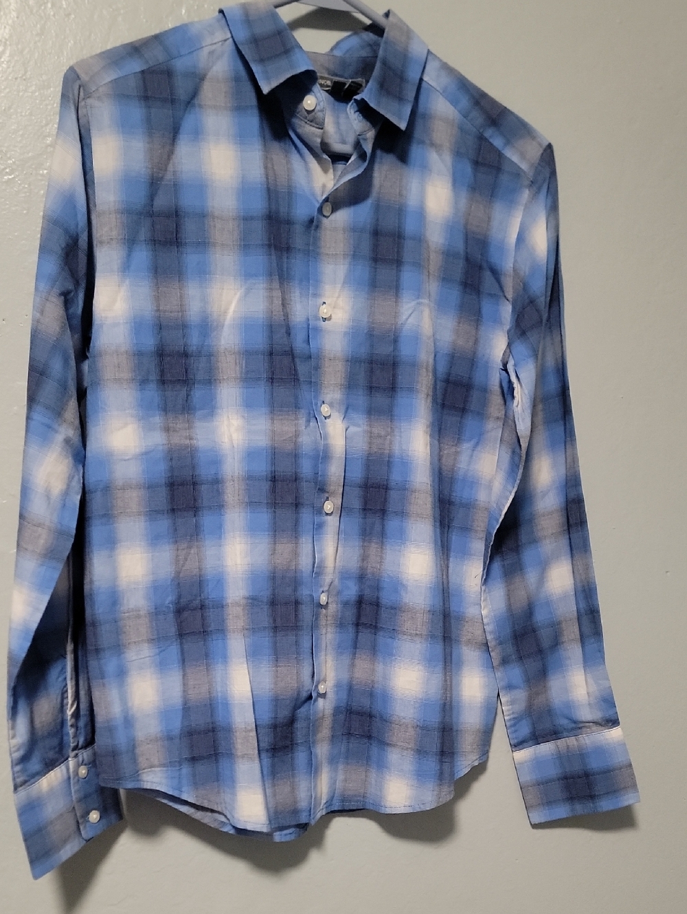 Vince Blue and White Plaid Button-Up Shirt